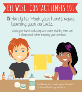 Wash your hands before touching contact lenses.